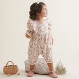 Woodland Print Organic Muslin Flutter Baby Jumpsuit