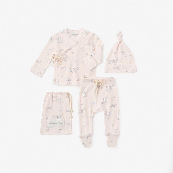 Meadow Mouse Printed Organic Pointelle Layette Set